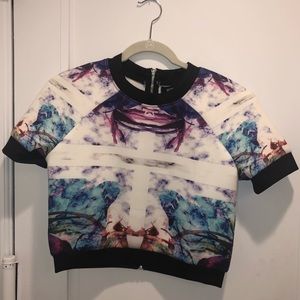 Missguided colorful neoprene crop top size 8